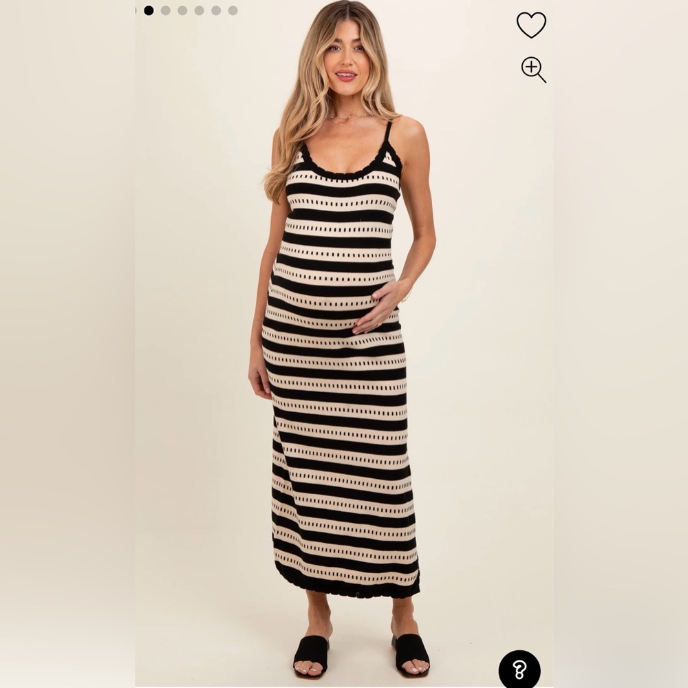 Pinkblush Black and Cream Striped Maxi Dress - L NWT